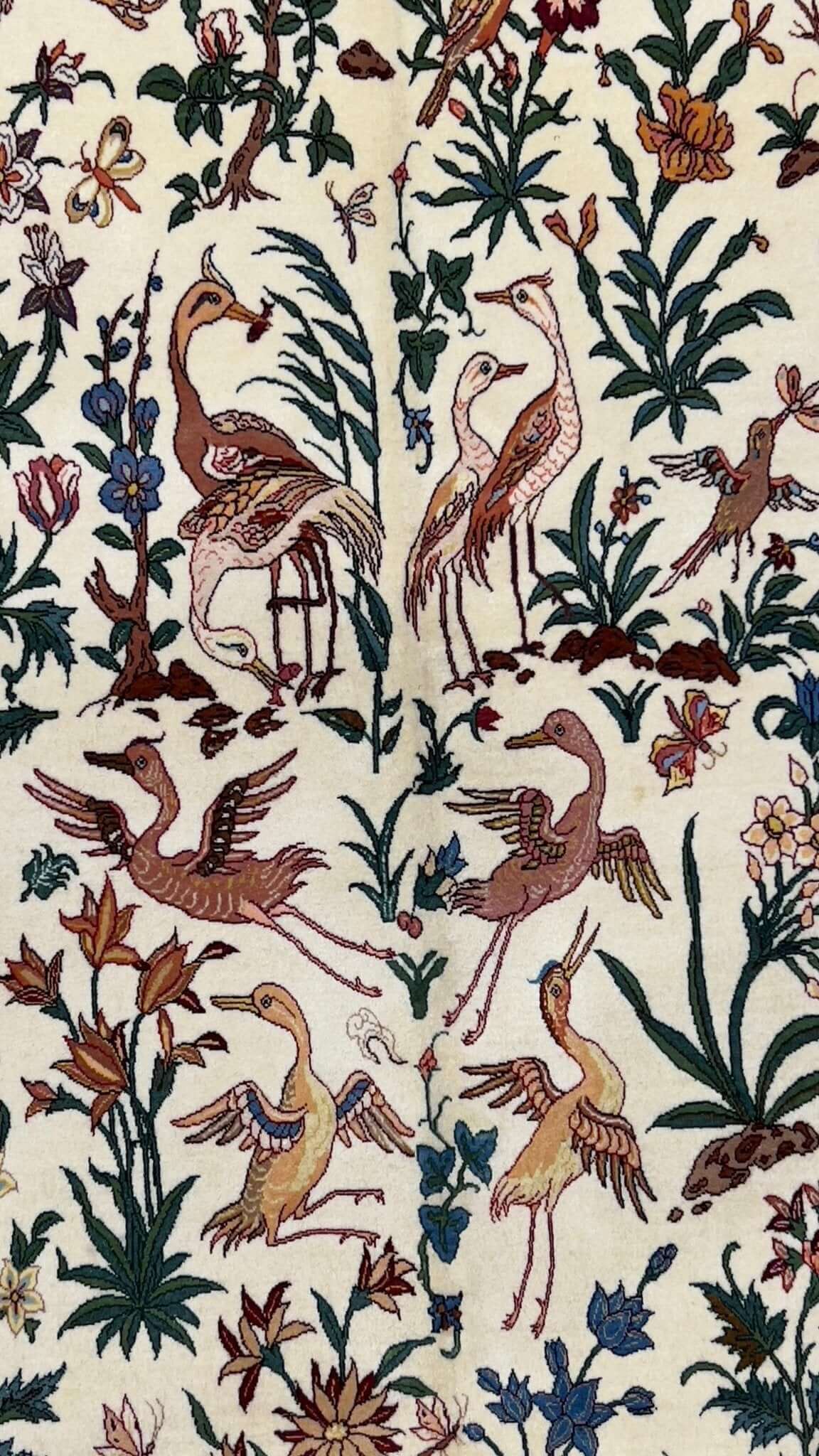 "Close-up of Isfahan Seirafian rug design with intricate details"
